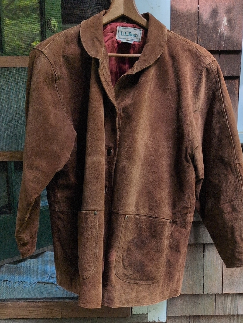 L.L. Bean Vintage Women's Brown Suede Chore Jacket With Peter Pan Collar